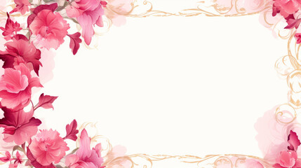 pink watercolour style romantic flowers frame