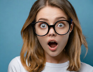 Trendy Young Woman Expresses Amazement