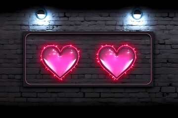 Neon heart against brick wall