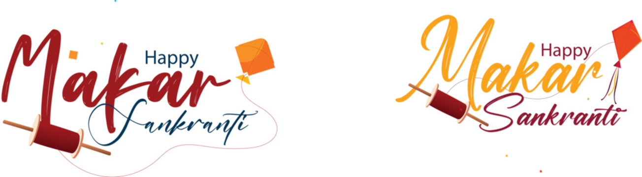 Vector illustration Makar Sankranti typography with kites template