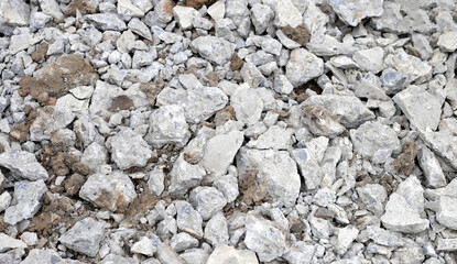 Broken concrete, Piles of rubble after house demolition