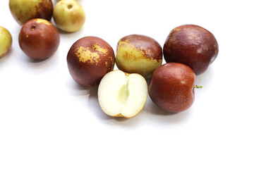 Fresh jujube fruit on white background