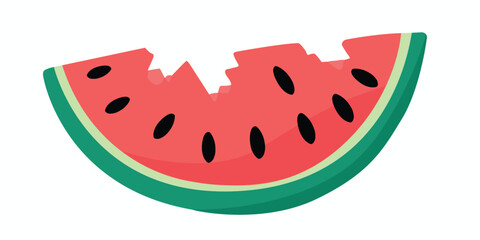 Bitten watermelon slice isolated. Vector illustration
