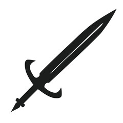 Black flat sword silhouette vector