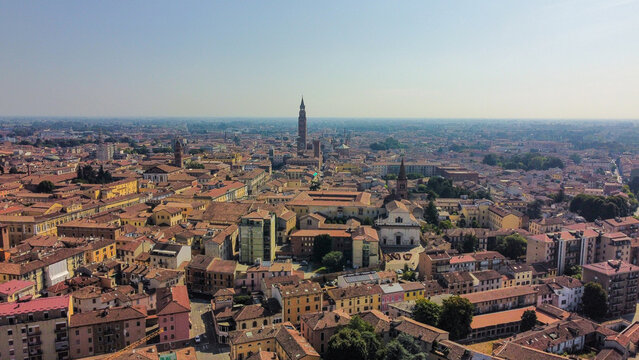 Aerial view of the historical center of Cremona, Italy. - Powered by Adobe