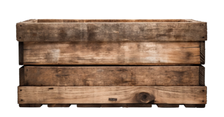 Old weathered wooden crate box, cut out