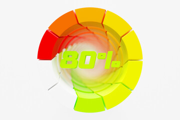 Energy meter, battery indicator and  charging progress with percentage 3D  template. Energy control measurement panel, car dashboard