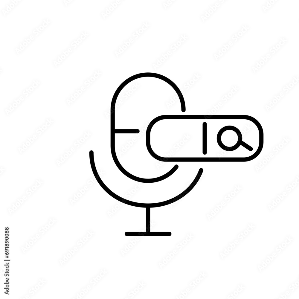 Aufkleber using voice assistant for web search. pixel perfect, editable stroke icon