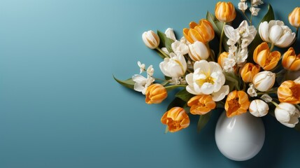 Circle Spring Tulip Flower On Blue, HD, Background Wallpaper, Desktop Wallpaper
