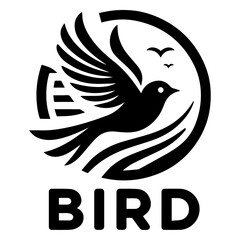 Bird Logo vector art illustration black color, Bird logo icon vector illustration