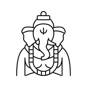 recommend clip art: ganesha god indian line icon vector. ganesha god indian sign. isolated contour symbol black illustration