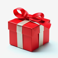 Obraz premium Red gift box isolated on white background, design element.