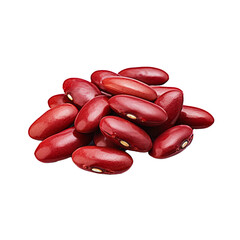 A pile of shiny red kidney beans on a white background, showcasing their smooth texture and rich color.
Soft focus.