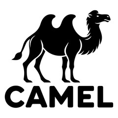 Fototapeta na wymiar Camel Logo vector art illustration black color, Camel Logo silhouette, camel icon isolated with white background