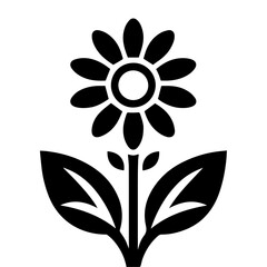Flower Icon vector silhouette, black color flower flat illustration