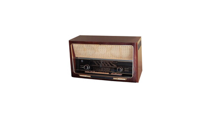 Old radio from the 60s on a neutral transparent background, PNG