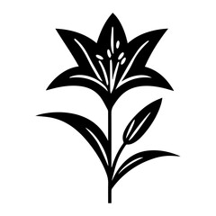 minimal Lily flower icon Vector silhouette black color white background