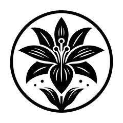minimal Lily flower icon Vector silhouette black color white background