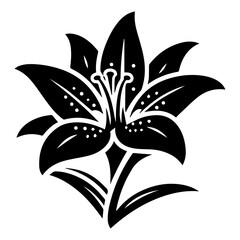 minimal Lily flower icon Vector silhouette black color white background