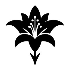 minimal Lily flower icon Vector silhouette black color white background