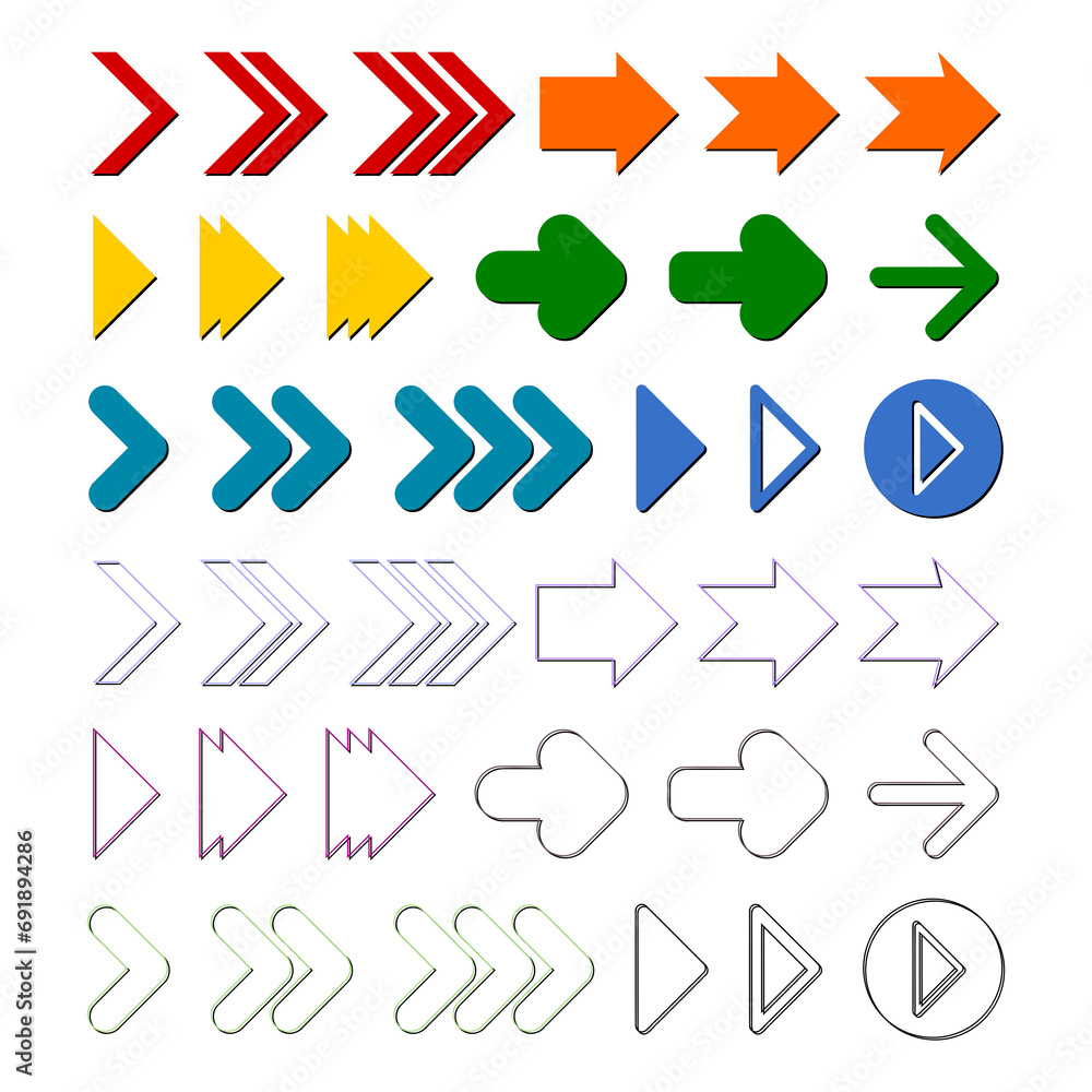 Poster arrows set icon isolated on transparent background