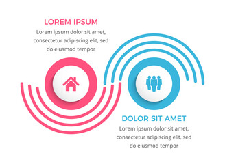 Infographic template with 2 options with place for your icons and text, vector eps10 illustration