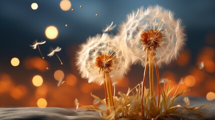 Dandelions Glowing Golden Afternoon Light, HD, Background Wallpaper, Desktop Wallpaper