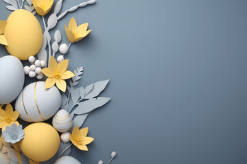 easter card, easter bunny with eggs, easter eggs and flowers, easter eggs in a basket, easter eggs and flowers on a white background, easter wall paper and background for social media