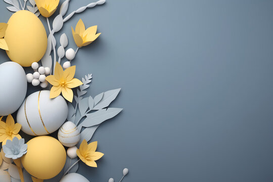 easter card, easter bunny with eggs, easter eggs and flowers, easter eggs in a basket, easter eggs and flowers on a white background, easter wall paper and background for social media