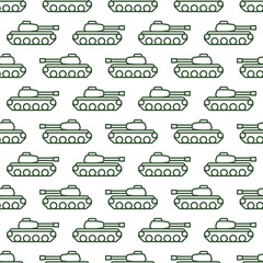 Military Tank vector concept minimal outline seamless pattern