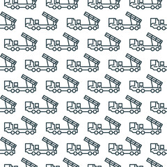 Multiple Launch Rocket System Vehicle vector concept line seamless pattern