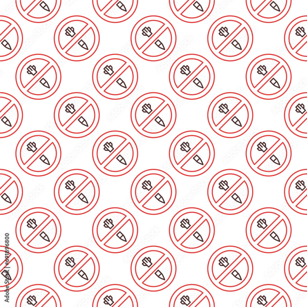 Poster prohibition of missile attacks vector concept round outline seamless pattern. stop bombing backgroun