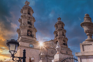 Mexico, Aguascalientes Cathedral Basilica of Our Lady of the Assumption in historic city center...