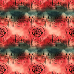 Abstract seamless pattern with red and green shades