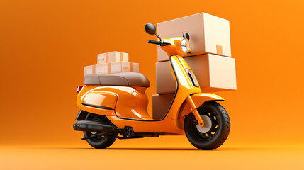 3D rendering Delivery fast speed motorcycle scooter