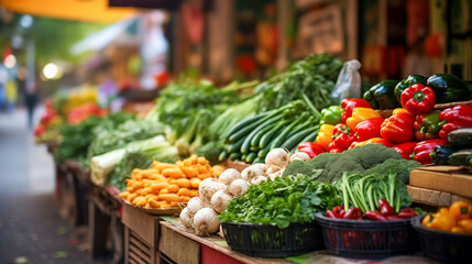 Farm to table. Ripe and fresh vegetables at the local street market in countryside.