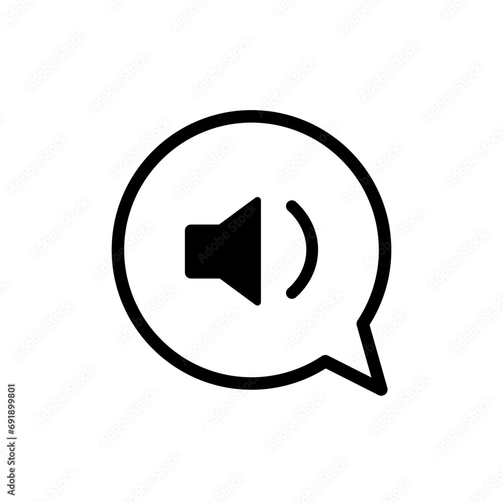 Aufkleber sound indicator in message bubble. outline, sound indicator, speech bubble. vector icon