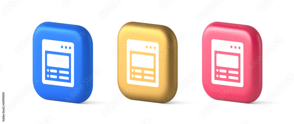 Poster Internet document tax form banking account web page button virtual browsing interface 3d icon