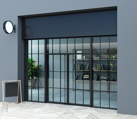 Modern glass black office entrance loft door
