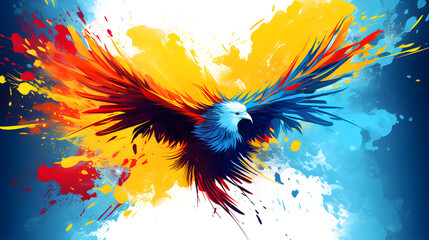 Abstract Colorful Eagle in Flight