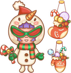 Beautiful Christmas decorations with super cute cartoon stickers