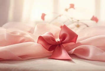 gold hearts, light dust, and valentine and ribbon on a pastel background, in the style of luxury valentine