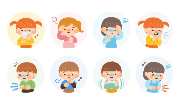 子供の様々な体調不良のイラスト素材
