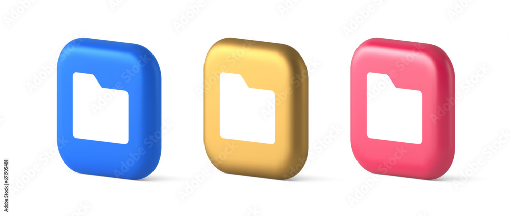 Poster file folder archive directory button cyberspace digital document storage organizing 3d icon