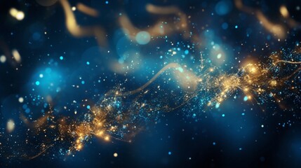 background with stars, New Year with a captivating abstract background, blending dark blue and radiant gold particles in a symphony of celestial beauty