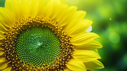 Closed green sunflower close up nature background