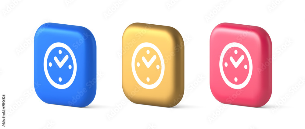 Poster alarm clock time countdown button deadline measurement 3d realistic icon