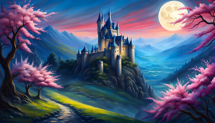 Fairytale castle in dreamland - obrazy, fototapety, plakaty