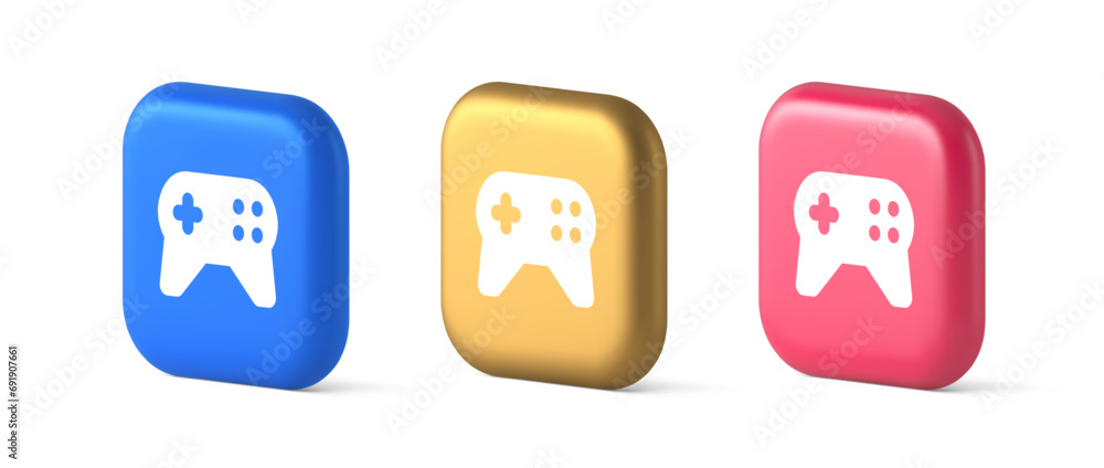 Poster gamepad controller virtual gaming connect button joystick joypad web app 3d realistic icon