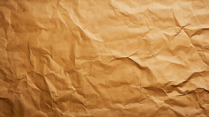 Fototapeta premium Brown crumpled recycle paper texture background. Craft beige paper backdrop. Generative AI